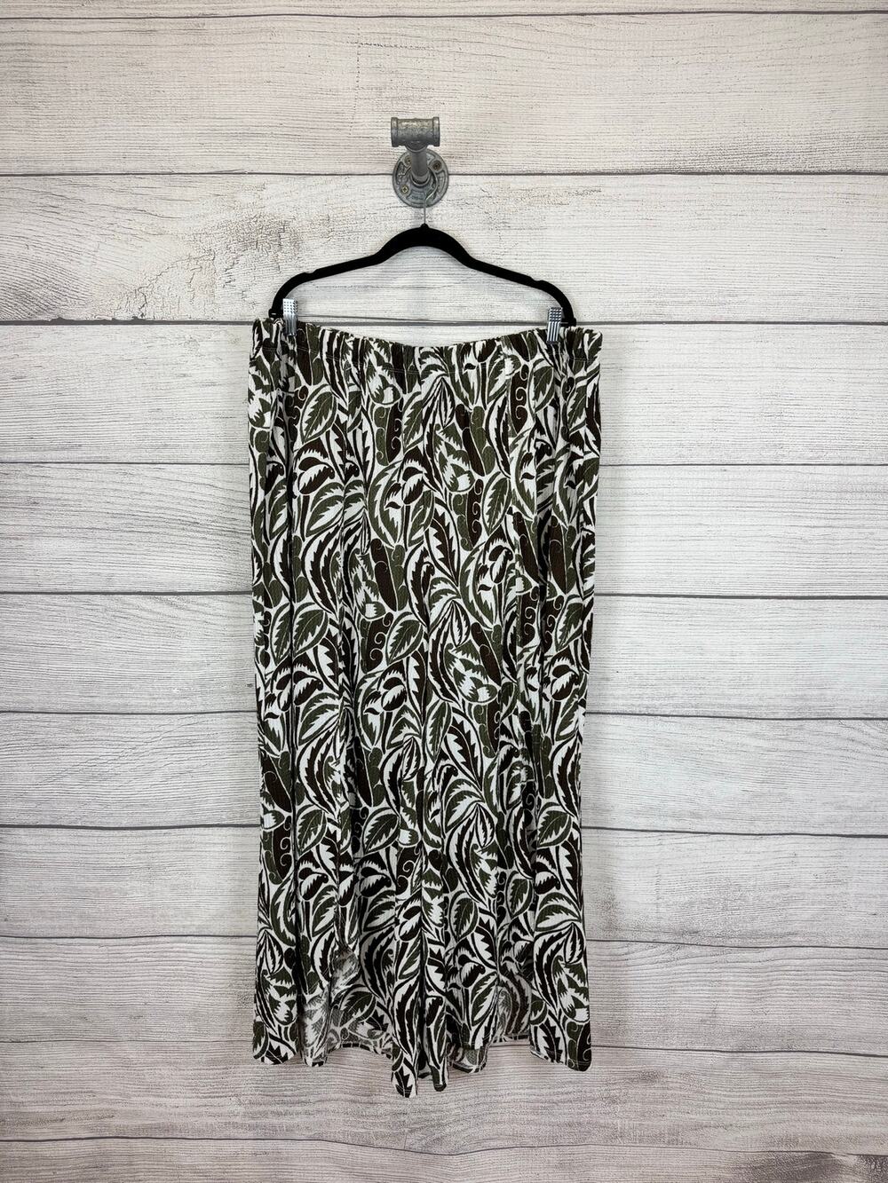 Cato Plus Size Brown & Green Printed Slit Leg Wide Leg Pants Size 26/28W